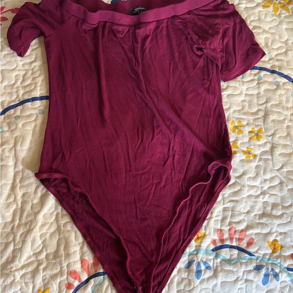 Burgundy Off-Shoulder Bodysuit